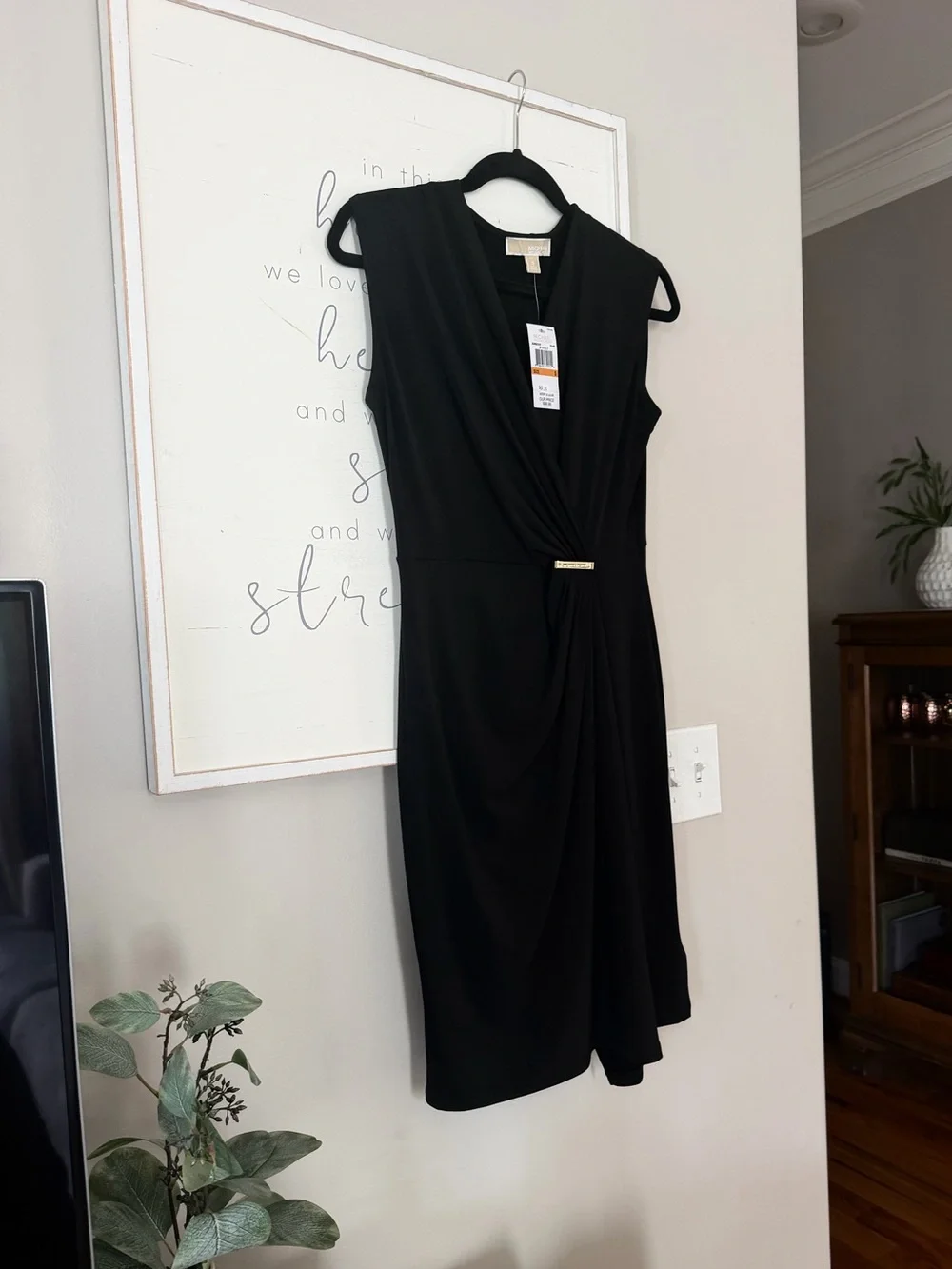 Brand New Michael Kors Sleeveless Wrap Little Black Cocktail Dress Size Small